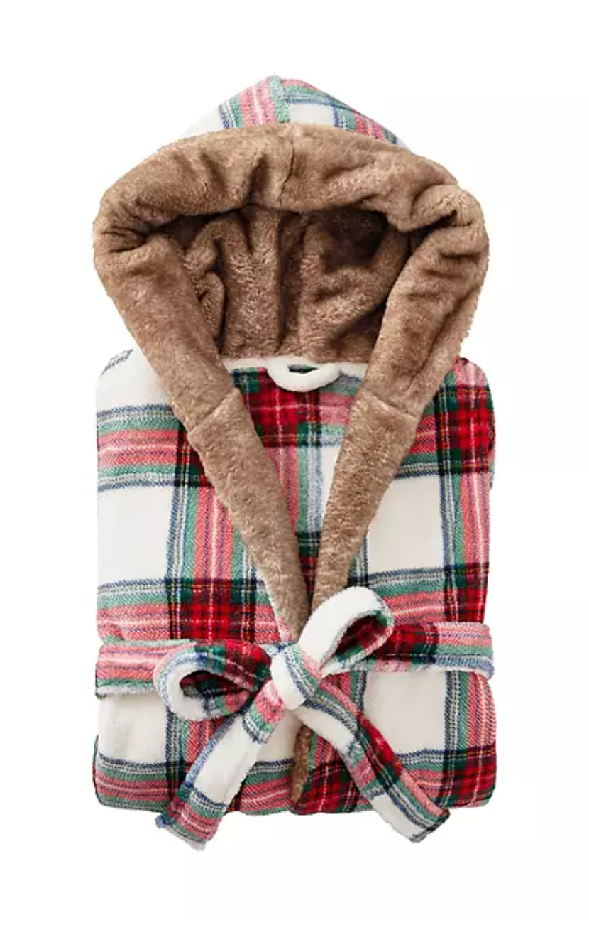 Luxury Adult Plush Robe Plaid