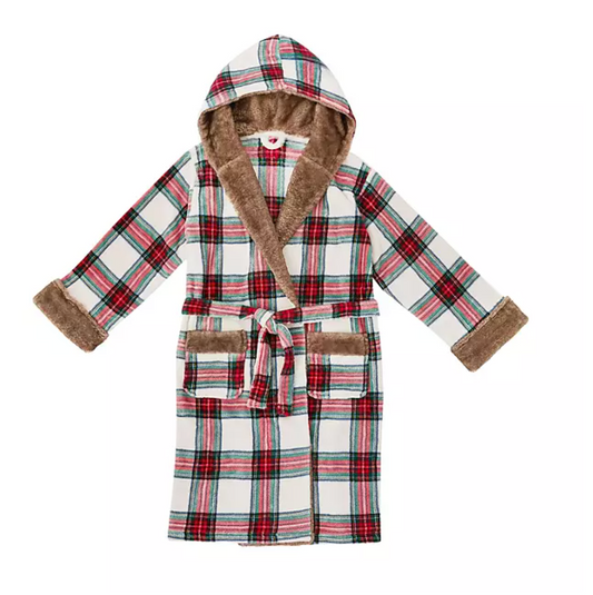 Luxury Adult Plush Robe Plaid