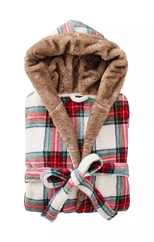 Luxury Adult Plush Robe Plaid